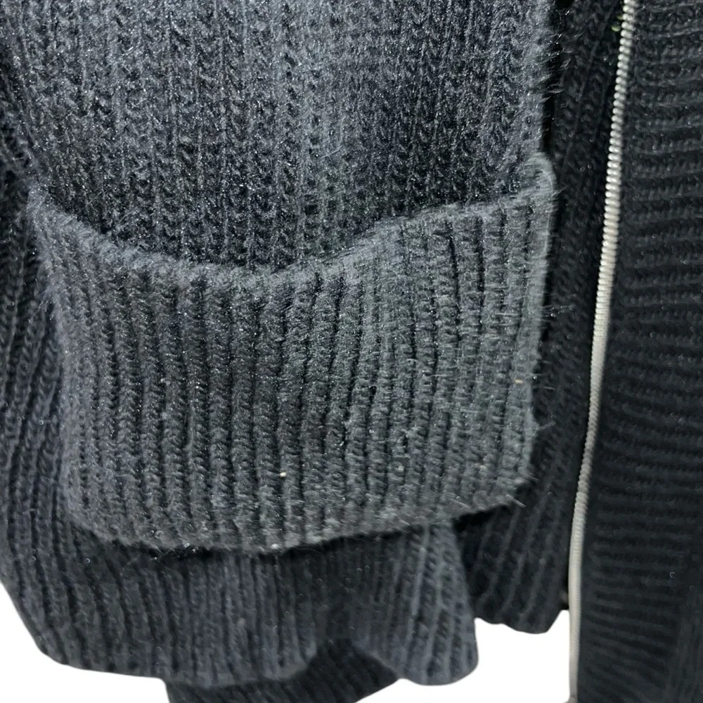 ASOS Black Ribbed Zip Cardigan Size L - Picture 8 of 14